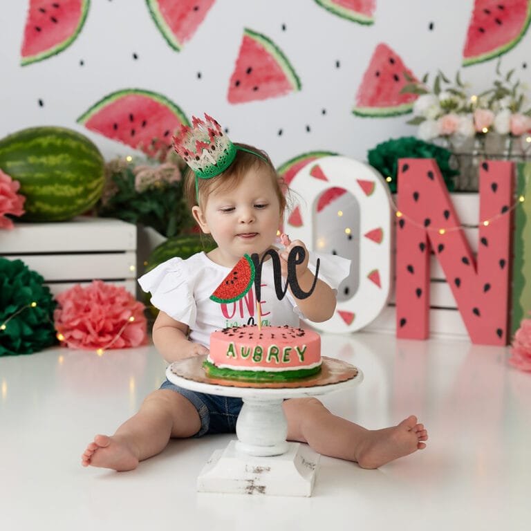 Watermelon theme cake smash - Belle Haven Photography